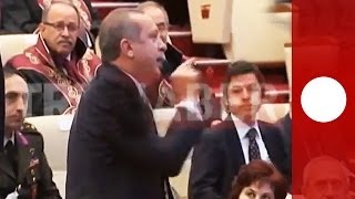 Video Angry Erdogan lashes out during speech by top lawyer in Turkey [upl. by Allimac632]