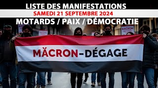 Liste des Manifestations  21 Septembre 2024 Motards  Paix  Démocratie [upl. by Lexy]