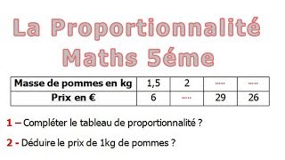 Maths 5ème  La proportionnalité Exercice 19 [upl. by Lobel]