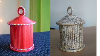 Newspaper Jar Newspaper craft ideas  best out of waste  parul pawar [upl. by Yruok]