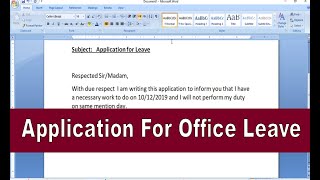 How to write Office Leave application  Writing leave application for office [upl. by Nyltiac]