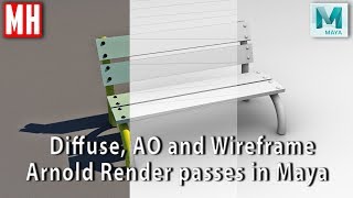 Arnold Render Passes in Maya 2018  Diffuse Ambient Occlusion amp Wireframe [upl. by Odrude347]