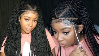 10 Minute Braids  Realistic Cornrow Braided Lace Wig Install  Express Wig Braids [upl. by Trisha]