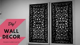 DIY WALL ART HOME DECOR  FRAMED RUBBER MATS  NeesieDoesiT [upl. by Eatnuahs778]