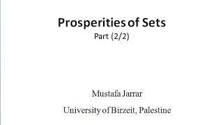 Jarrar Elements Proofs in Set Theory Part 22 [upl. by Atse]