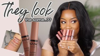 THE OG NYX BUTTER GLOSS NEW SHADES SWATCHED  ARE THEY LOOKING THE SAME THO  Andrea Renee [upl. by Pessa]