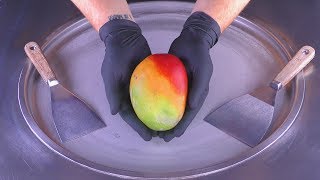 ASMR  colorful Mango Ice Cream Rolls  oddly satisfying fried Ice Cream  tapping scratching eating [upl. by Airtemak]