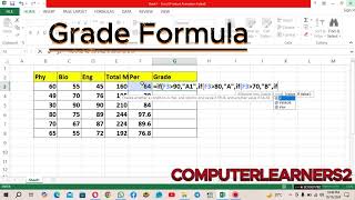 HowToCalculateGradeFormulaIn MsExcel  MsExcelMeinGradeKaFormulaKaiseKrein [upl. by Knipe]