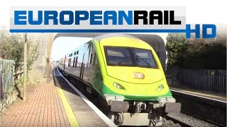 Iarnród Éireann Irish Rail 201 loco 223  Mark 4 set 4006 pass Gormanston Station on a gauging trial [upl. by Eehsar]