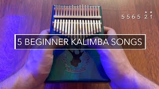 5 Easy Beginner Kalimba Songs Tutorial [upl. by Harlene377]