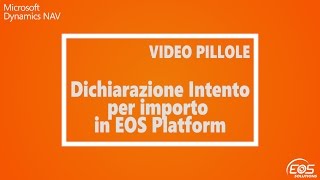 Dichiarazione Intento per importo in Microsoft Dynamics NAV [upl. by Kayley]