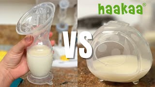 HAAKAA Breast Pump  Ladbybug Milk Catcher Review and Comparison [upl. by Ortiz698]