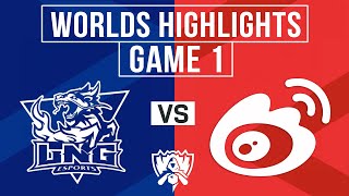 LNG vs WBG Highlights Game 1  Worlds 2024 Quarterfinals  LNG Esports vs Weibo Gaming [upl. by Aronek278]