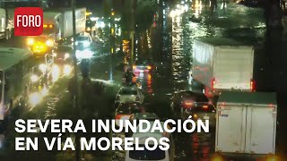 Vía Morelos en Ecatepec inundada tras intensas lluvias  Hora 21 [upl. by Cheria921]