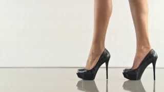 Black Leather Pumps with Peep Toe by Guess [upl. by Dnaletak]