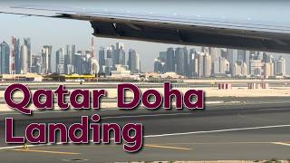 Landing Hamad International Airport Doha Qatar  Qatar Airways DOH Landing [upl. by Ronny]