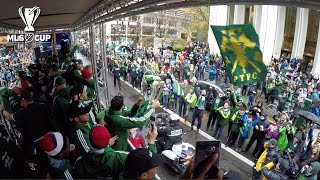 Portland Timbers take the MLS Cup on a parade through downtown Portland [upl. by Aldora989]