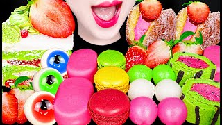 ASMR STRAWBERRY DESSERT DONUT CAKE 노티드 딸기 도넛 디저트 케이크 먹방 MUKBANG EATING [upl. by Denny677]