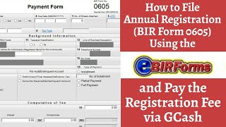 How to Electronically File BIR Annual Registration Form 0605 And Pay Via GCash  HowTo [upl. by Julide]