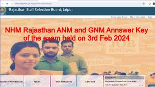 RSMSSB ANM GNM Answer Key 2024 of NHM Rajasthan Staff Nurse Exam Question Paper PDF Download [upl. by Juliann115]