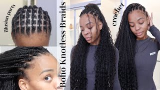 i HATED crochet braids until THIS Boho Knotless Crochet  Illusion Part Method Ft Eayon Hair [upl. by Edna]