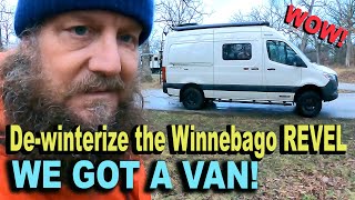 How to Dewinterize the 2021 Winnebago REVEL and take the dog for a walk WE ARE GOING WEST [upl. by Bobby]