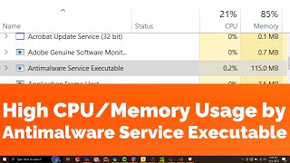 High CPU or Memory Usage by Antimalware Service Executable in Windows 10 amp 11 Two Solutions [upl. by Ydarg]