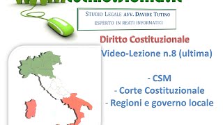 Diritto Costituzionale  Video Lezione n 8 CSM Corte Costituzionale Regioni [upl. by Oivlis]