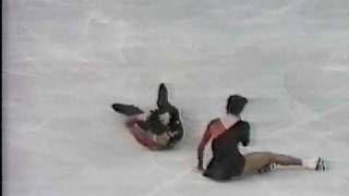 Piece on the Dangers of Pairs Skating  1988 Calgary Figure Skating Pairs Short Program US ABC [upl. by Cailean]