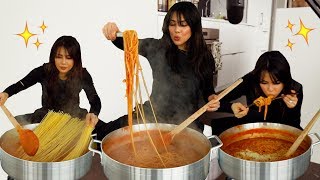 LONG amp XLARGE ONE POT PASTA 먹방 MUKBANG 스파게티 SPAGHETTI [upl. by Melodee]