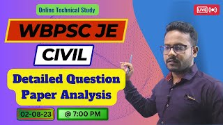 WBPSC JE Civil  Detailed Question Paper Analysis [upl. by Nered]