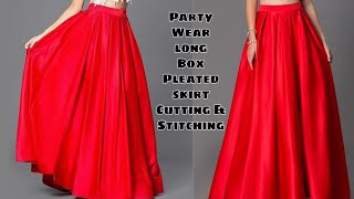 Very Easy Party Wear Skirt Cutting amp Stitching  Box Pleated Long Skirt Cutting  Easy Tutorial [upl. by Leffen]