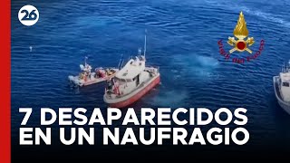 ITALIA  Naufragio de un velero en Sicilia Hay 7 turistas desaparecidos [upl. by Fredi957]