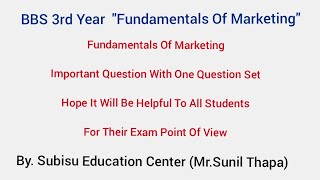 Fundamentals Of Marketing Important Question With One Question Set Hope It Will Be Helpful❤️❤️👍😍😍 [upl. by Garreth]