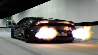 V10 Twin Turbo 1500whp Lamborghini Huracan Flame Shooter  4K [upl. by Irrak]