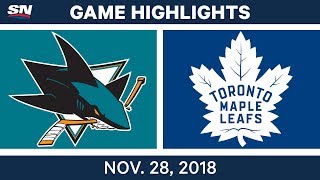 NHL Highlights  Sharks vs Maple Leafs  Nov 28 2018 [upl. by Kcirneh]