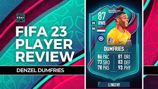 87 WORLD CUP TEAM OF THE TOURNAMENT DENZEL DUMFRIES  FIFA 23 ULTIMATE TEAM PLAYER REVIEW  TOTT [upl. by Mathia732]