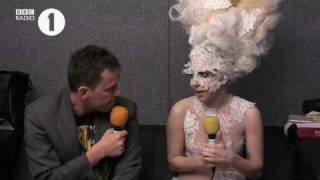 Lady Gaga talks to Scott after BRITs 2010 [upl. by Alusru62]