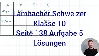 Dreieck Sinus amp Kosinus berechnen  Lambacher Schweizer Mathe 10 NRW G9 Seite 138 Aufgabe 5 [upl. by Shum726]