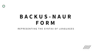 Representing syntax using BackusNaur Form [upl. by Yggep430]