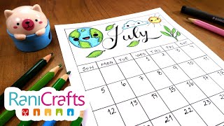 DIY  JULY CALENDAR  ORGANIZATION  BULLET JOURNAL [upl. by Otreblaug]