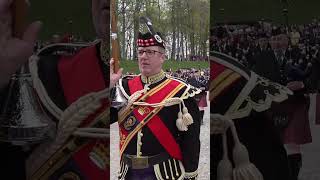 Drum Majors lead the massed Highland Pipe Bands marching outside Dunrobin Castle in Scotland shorts [upl. by Cul726]