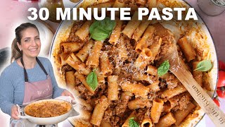 30 Minute One Pot Rigatoni With Meat Sauce [upl. by Gotthelf]