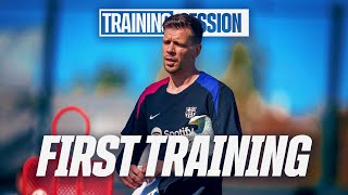 WOJCIECH SZCZESNYs FIRST TRAINING for FC BARCELONA 🔵🔴 [upl. by Aeslehc]