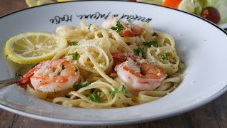 Lemon Butter Garlic Shrimp Pasta [upl. by Aicac815]