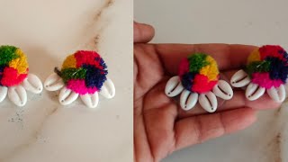 Diy beautiful Cowrie shells earrings 😍❤️ diy handmade craft youtubevideo jewellery [upl. by Burkitt216]