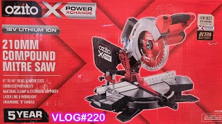 OZITO PXCMSS 18V CORDLESS COMPOUND MITRE SAW 210MM  SET UP WORKTHROUGH  UNBOXING InDaynaMo [upl. by Clyve]