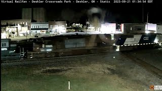 Deshler Ohio Railcam  CSX OLS 4568 Ex SP SD40T2 Black amp Grey SD402s ex CP Rail SD402 etc [upl. by Ennalorac]