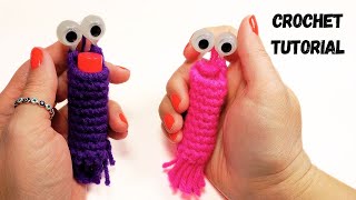 How to Crochet a Mini Yip Yip Aliens Keychain for Lip Balm Chapstick Tutorial [upl. by Einnalem689]