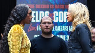 HEATED Claressa Shields vs Maricela Cornejo • FULL WEIGHIN amp FACEOFF• DAZN Boxing [upl. by Docila]